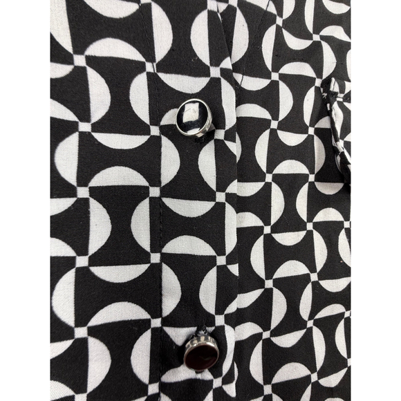 Adrienne Vittadini Women’s Black White Geometric Print Button-Up Blouse Size XL - Picture 7 of 8